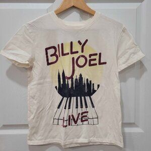 Juniors Billy Joel Live Piano Short Sleeve Graphic T-Shirt - Cream Size MD